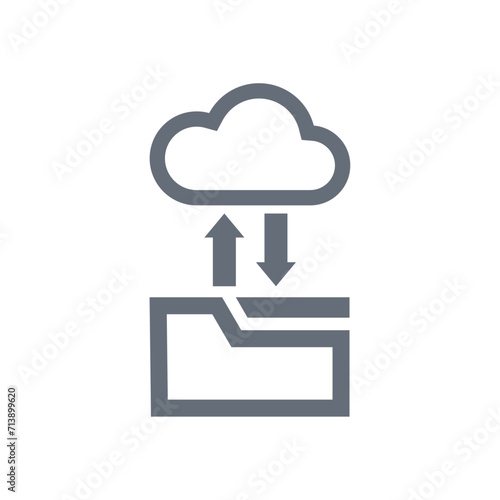 Cloud data server icon vector. Save to folder and download. Technology vector illustration. Line
