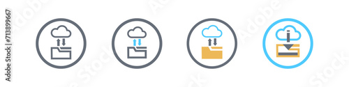 Set of cloud data server icons vector. Save to folder and download. Technology vector illustration