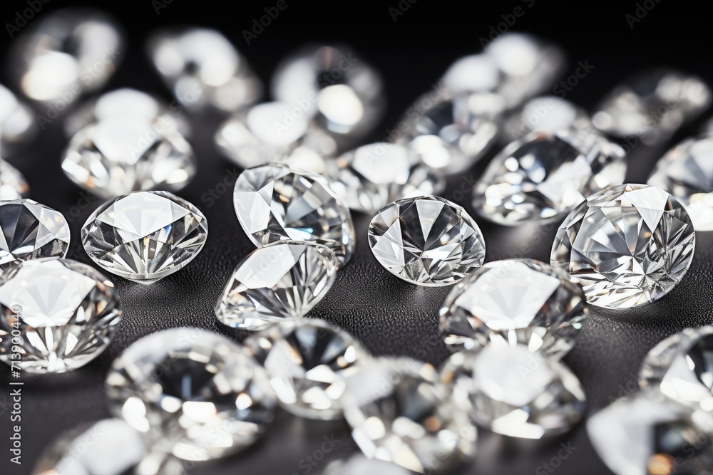 Various sizes and cuts of diamonds, shown on a light background with shadows. Various sizes and cuts of diamonds, shown on a light background with shadows.