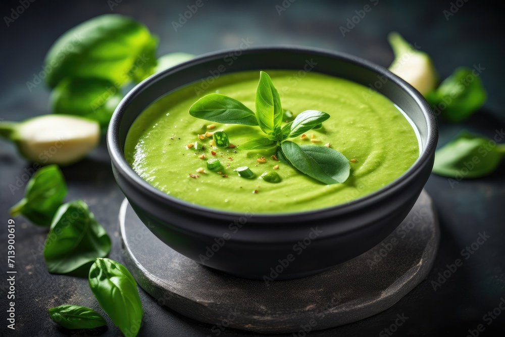 Vegetable soup made with asparagus and spinach, representing clean eating, vegan and vegetarian diets, and promoting overall health. Vegetable soup made with asparagus and spinach, representing clean eating, vegan and vegetarian diets, and promoting overall health.