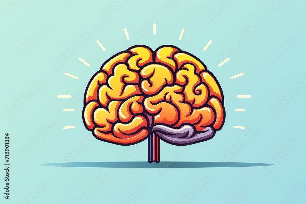 3D Vector illustration human brain and mind tree organic growth of intelligence mind. Cartoon concept art anatomy. Creative design of thought, anatomy. Medical icon neurology intelligence patterns.