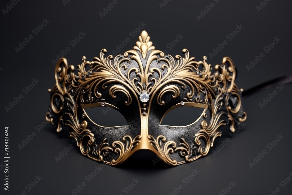 Isolated black mask from Venice carnival on black background. Isolated black mask from Venice carnival on black background.