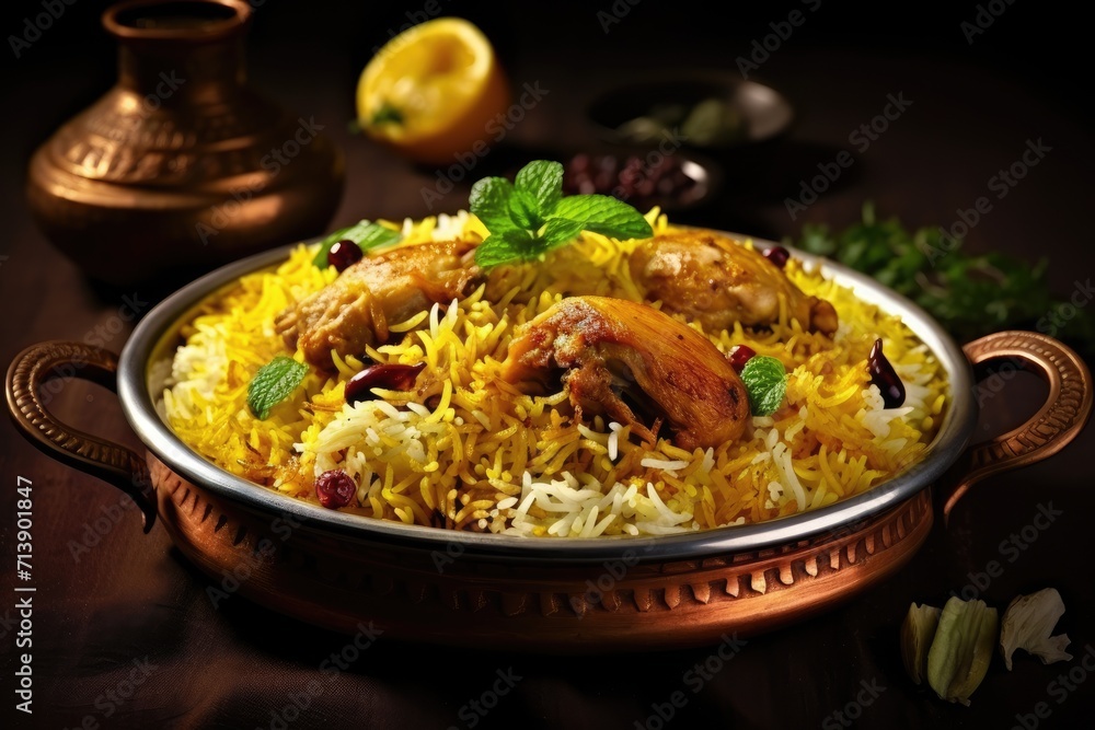 Spicy Indian biryani with meat curry celebrated in Kerala India Sri Lanka Pakistan during Ramadan and Eid Spicy Indian biryani with meat curry celebrated in Kerala India Sri Lanka Pakistan during Ramadan and Eid