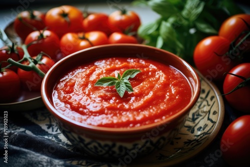 Smooth tomato sauce in a bowl