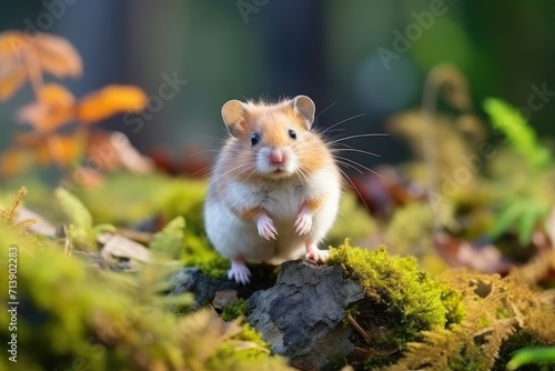 Selective focus on Campbell's dwarf hamster, Phodopus campbelli. photo
