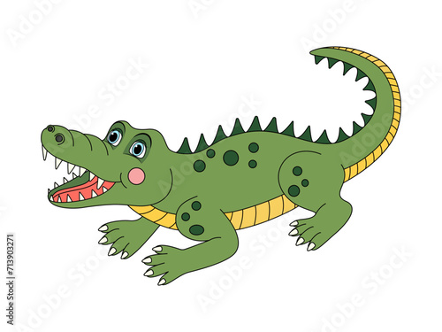 Animal character funny crocodile in cartoon style. Children s illustration. Vector illustration for design and decoration.