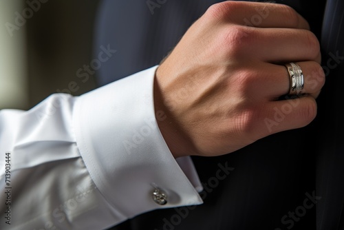 Close-up of male executive with cufflinks.