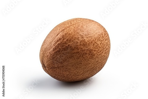 Isolated nutmeg on white background with depth of field