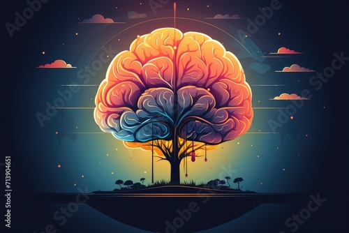 3D brain icon vector space illustration, cognitive science, educational psychology, cognitive neuroscience learning, colorful brain system, neurogenesis, thinking brain, nuclear medicine, memory photo