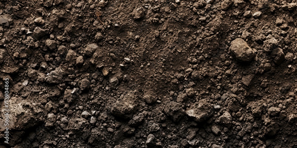 Rich dark soil texture background, ideal for gardening and agricultural designs.
