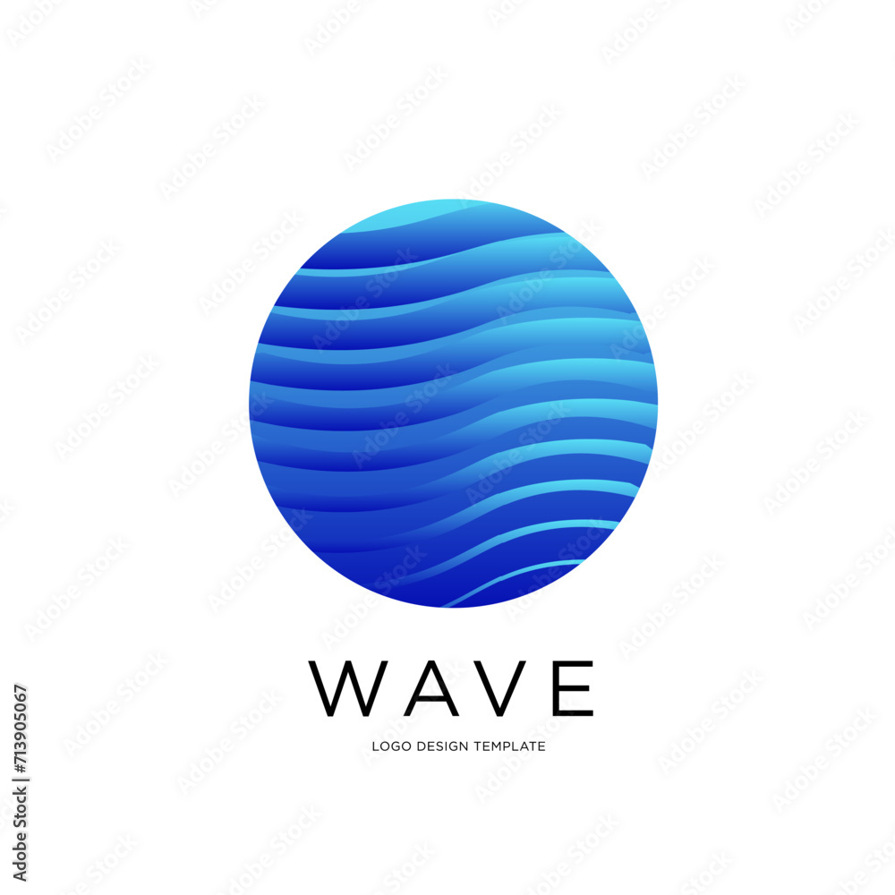 Vector Blue Wave illustration in the circle for Logo Design Vector Blue Wave illustration in the circle for Logo Design