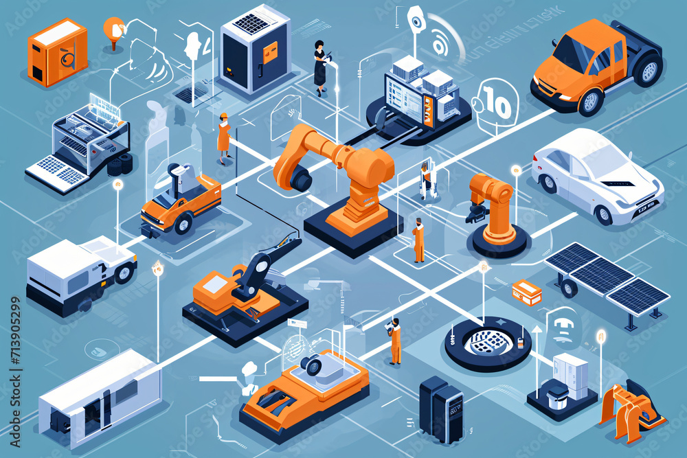 Obraz premium Illustration of Industry 4.0 - Future of Smart Manufacturing. AI Generated.