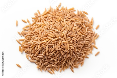 Brown rice isolated top view