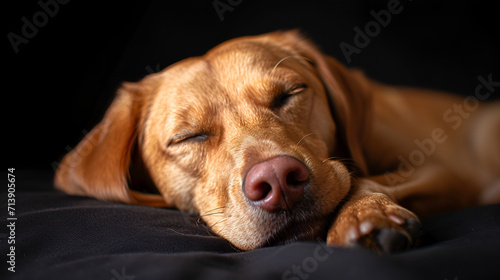 Resting dog on isolated black background  House Pets  World Pet s Day  International Animals Day  World Dog Day  Generative Ai