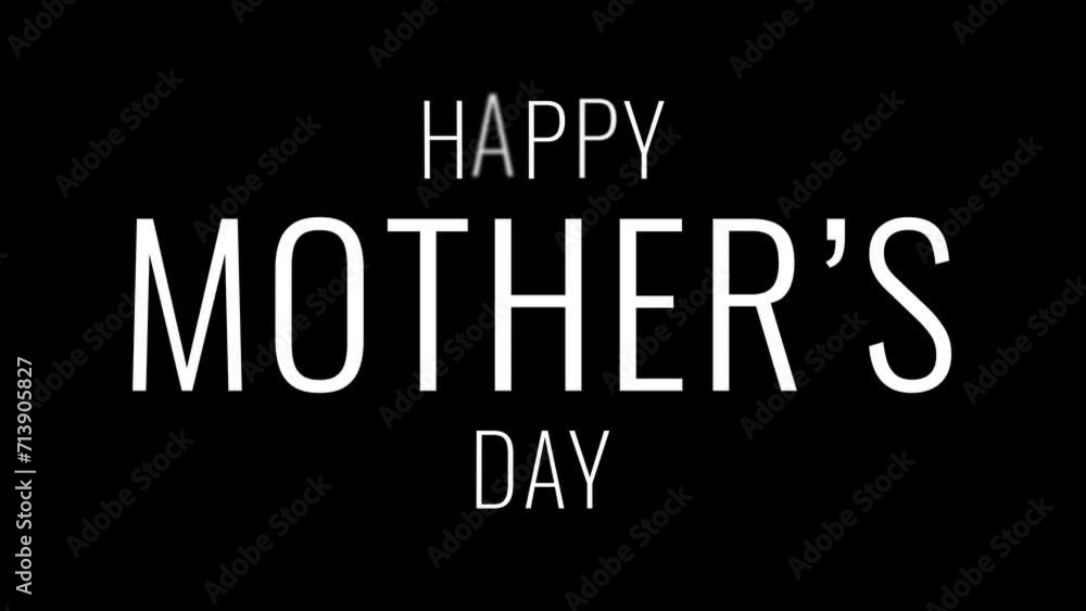 Happy Mothers Day animation with cinematic blur text effect on black and white background. Perfect for Mother's Day celebrations around the world. Happy Mothers Day animation with cinematic blur text effect on black and white background. Perfect for Mother's Day celebrations around the world.