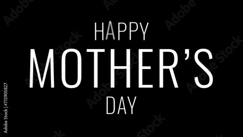 Happy Mothers Day animation with cinematic blur text effect on black and white background. Perfect for Mother's Day celebrations around the world.