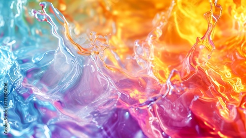 A vibrant explosion of fluid art, capturing the abstract beauty of colorful water in a mesmerizing splash