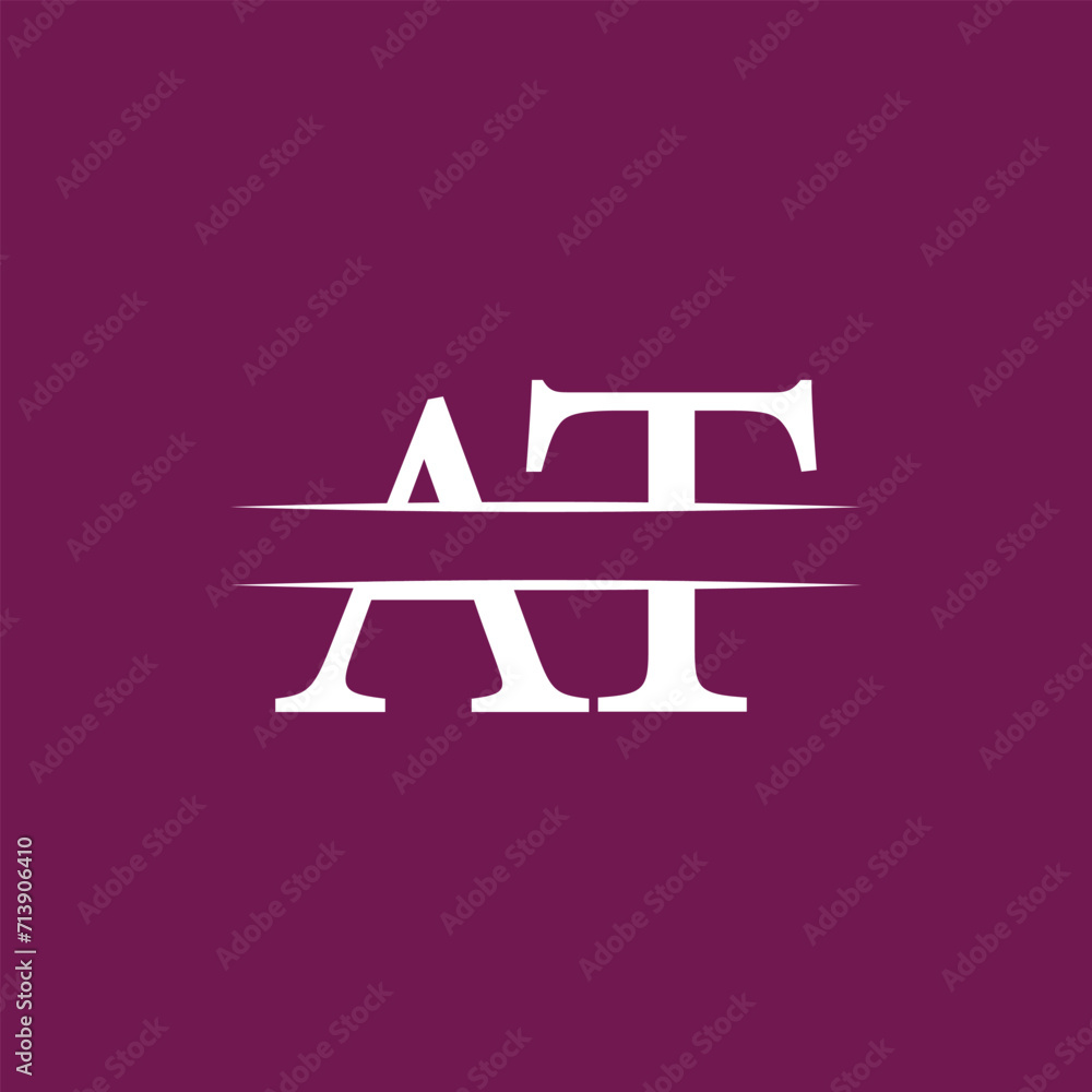 AT A T Letter Logo Design cut in the middle with a line and with sharp edges. Creative logo design. Creative Fashion logo icon design template. AT A T Letter Logo Design cut in the middle with a line and with sharp edges. Creative logo design. Creative Fashion logo icon design template.