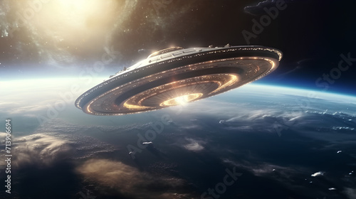 3d render. UFO spaceship concept.