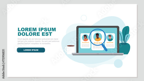 Vektor-Illustration eines Laptop-Bildschirms mit der Wahl der neuen Mitarbeiter - Recruitment-Konzept