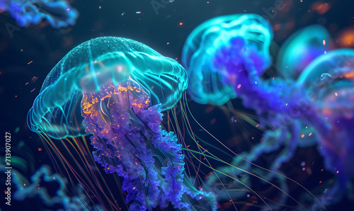 jellyfish in the water, Generative AI © simba kim