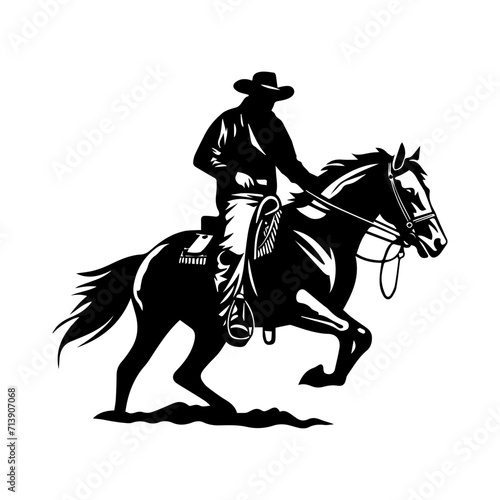 Cowboy in a hat riding a horse. Vector illustration for printing and cutting vinyl.