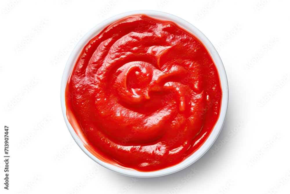 Isolated tomato paste laid flat on white background Isolated tomato paste laid flat on white background