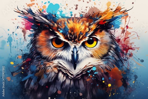 An artistic rendering of an owl using watercolor paint. Generative AI © Cirilla