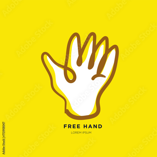 Simple hand doodle illustration on yellow background for logo design