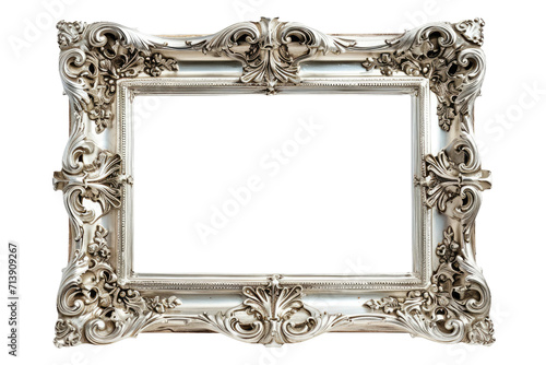Contemporary Silver Frame Isolated on Transparent Background