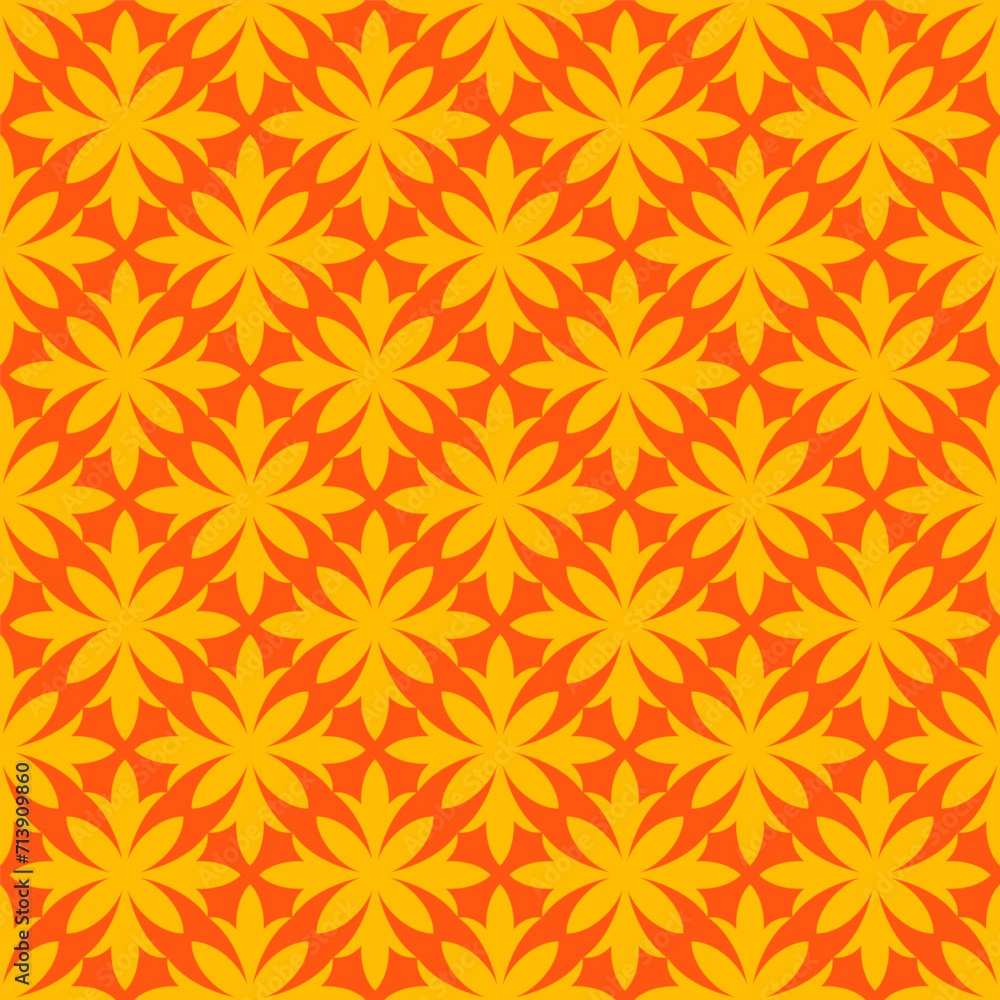 Orange seamless pattern with yellow abstract flowers Orange seamless pattern with yellow abstract flowers