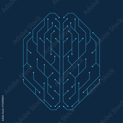 Artificial intelligence concept. Circuit board in the shape of human brain.