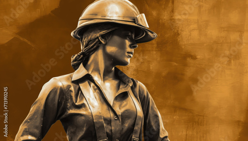 Female worker statue symbolic labour day
