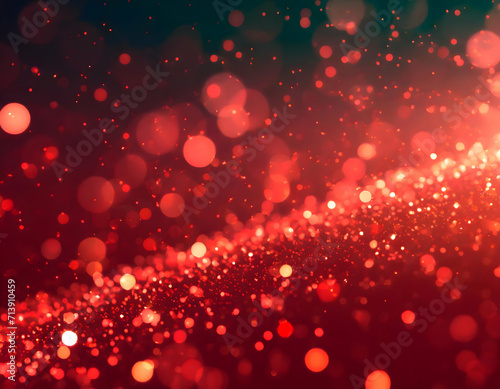 Cherry Blossom Brilliance: Red Glow Particle Abstract Bokeh