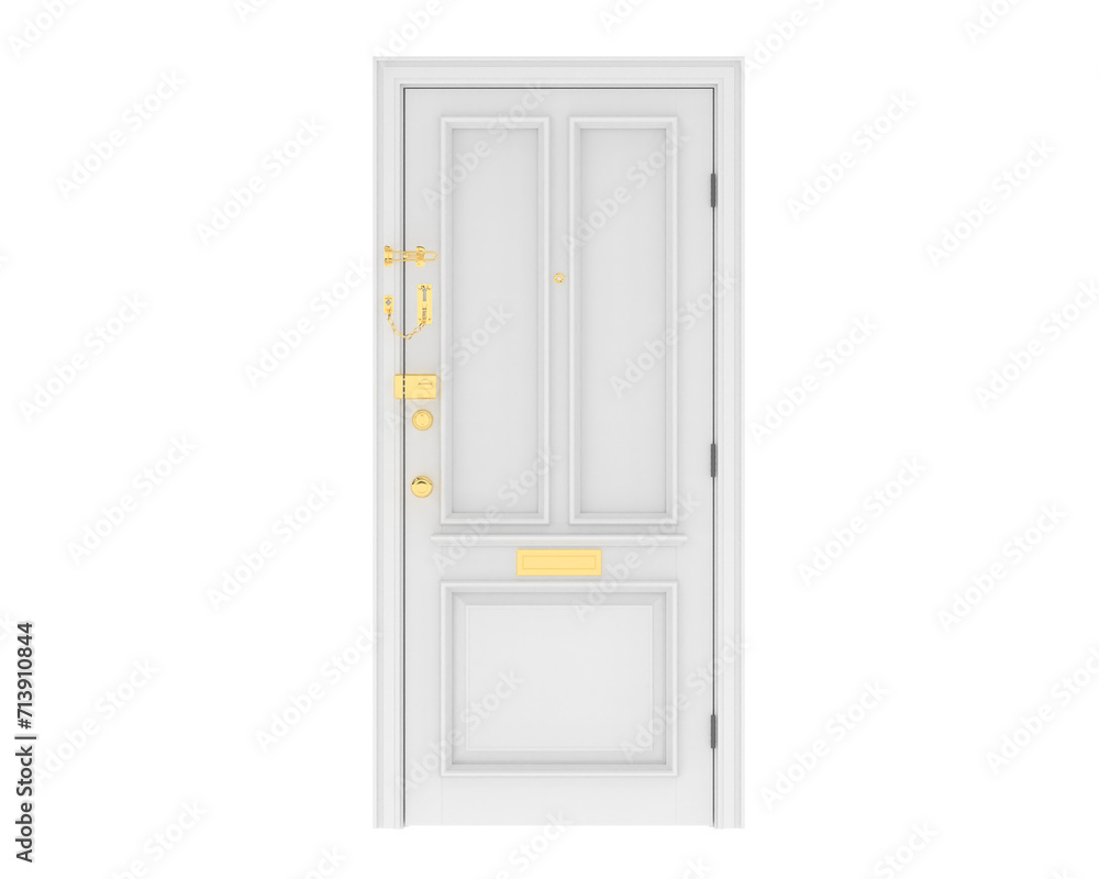 Front door isolated on background. 3d rendering - illustration Front door isolated on background. 3d rendering - illustration