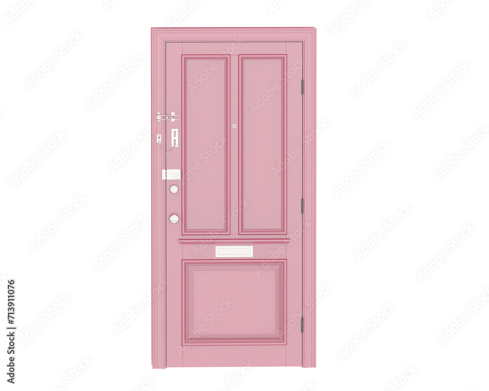 Front door isolated on background. 3d rendering - illustration Front door isolated on background. 3d rendering - illustration