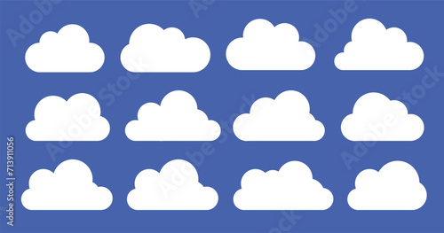 Cloud illustration, sky, white, cumulus, fluffy, bright, weather, blue, cloudy, atmosphere, bright, flat vector banner for landing page website
