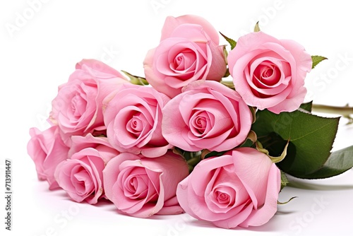 Bundle of pink flowers isolated on white.