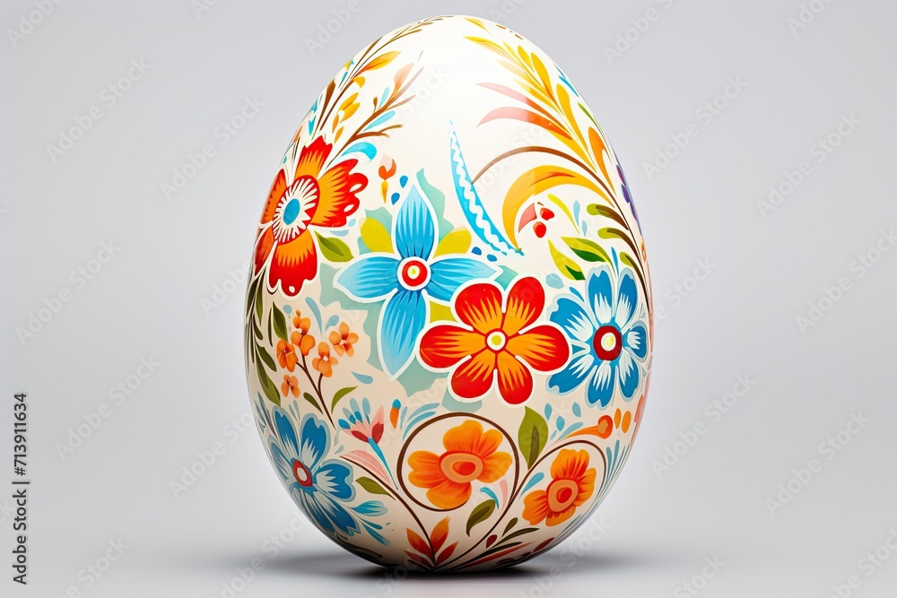 Isolated Easter egg with flower pattern on white background clipping path Isolated Easter egg with flower pattern on white background clipping path