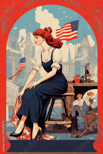 French working woman labor day design
