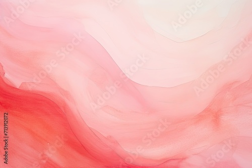 Abstract art background in light shades of red and pink. Watercolor painting on canvas with a gradient of rose hues. Fragment of artwork on paper with wave design. Textured backdrop.