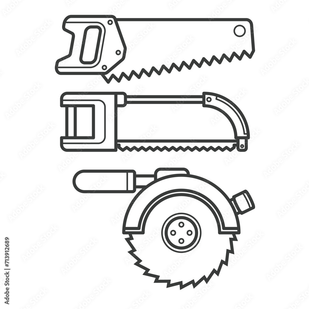 Simple cartoon carpentry and construction tools for home equipment and maintenance outline vector design art Simple cartoon carpentry and construction tools for home equipment and maintenance outline vector design art