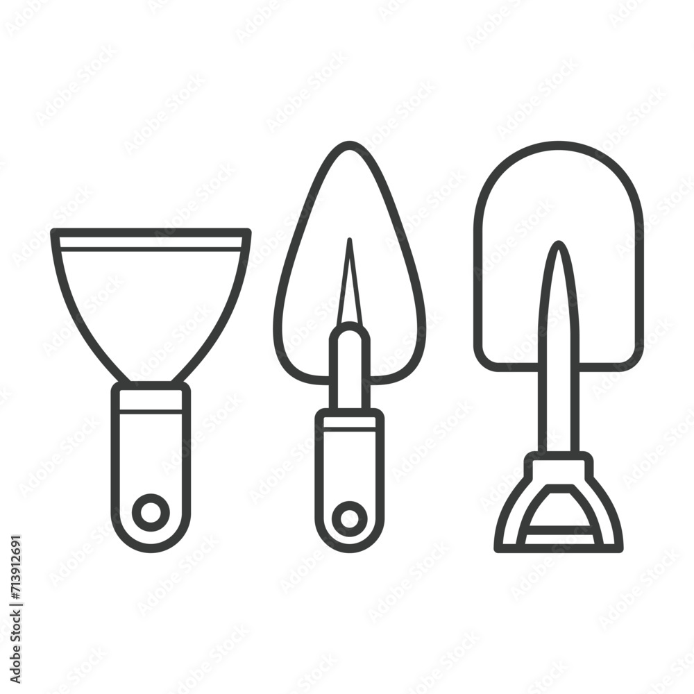 Simple cartoon carpentry and construction tools for home equipment and maintenance outline vector design art Simple cartoon carpentry and construction tools for home equipment and maintenance outline vector design art