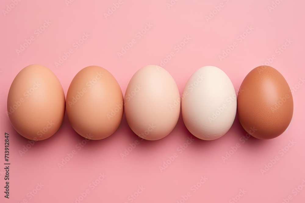 Fototapeta premium Farm fresh chicken eggs on a vibrant backdrop