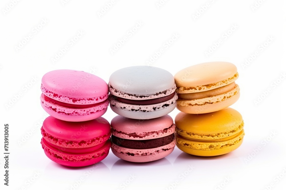 Colorful macaron on white backdrop Colorful macaron on white backdrop