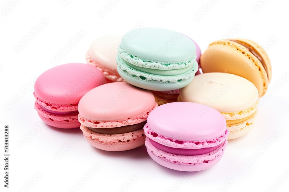 Colorful and delicious macaron on a white background Colorful and delicious macaron on a white background