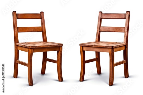 Clipped wooden chair set on white background