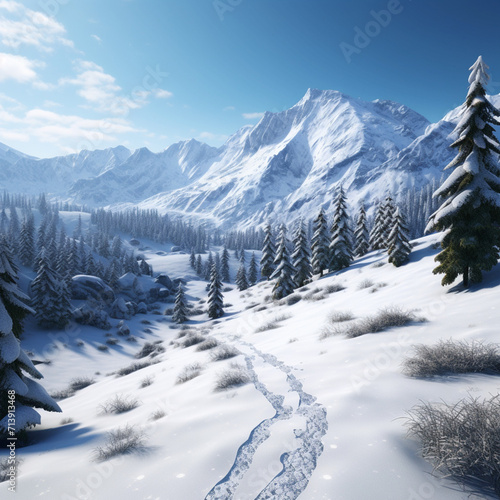 Snowy landscape created with Generative Ai © Maria