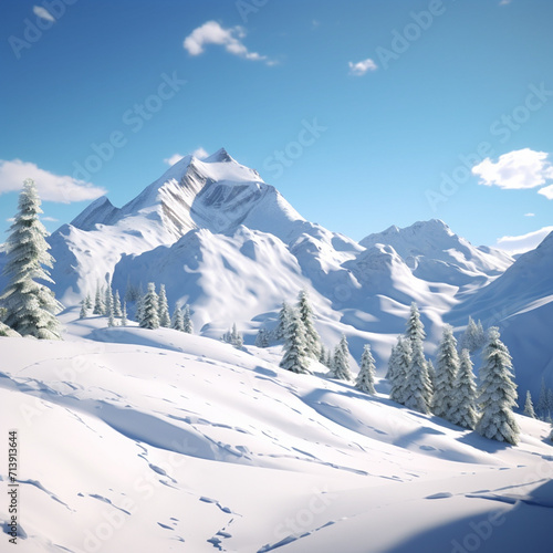 Snowy landscape created with Generative Ai