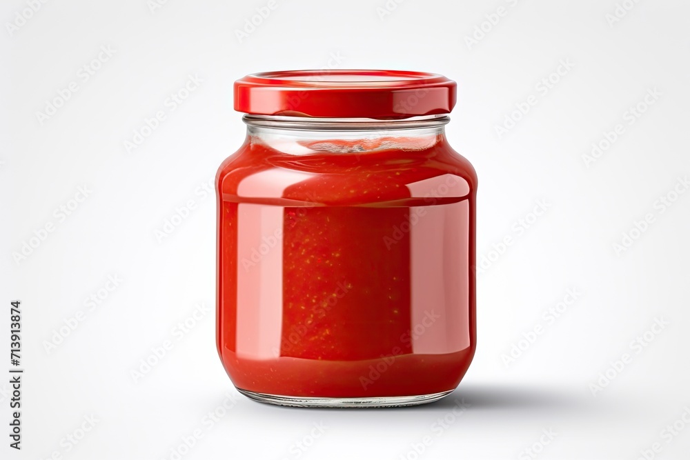 Tomato paste jar on white background Tomato paste jar on white background